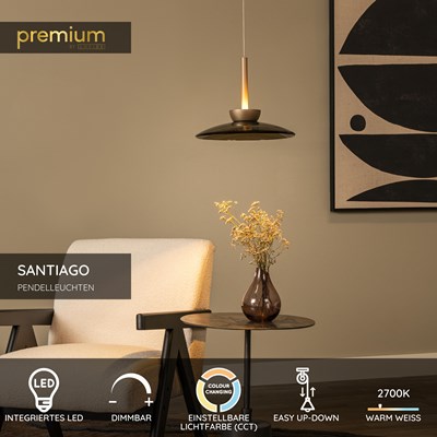 Lucide SANTIAGO - Pendelleuchten - LED Dim. - CCT - 1x16W 2700K/4000K - Amber | Premium